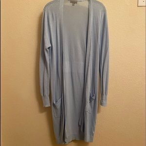 Sky blue open knit knee length duster, like new! From Nordstrom 2 years ago
